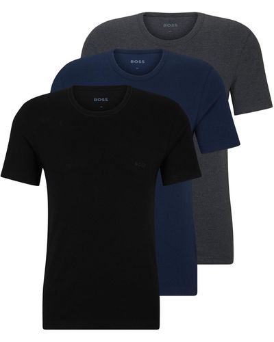 BOSS Three-pack Of Logo-embroidered T-shirts In Cotton - Blue