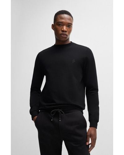 BOSS Cotton-terry Regular-fit Sweatshirt With Double Monogram - Black