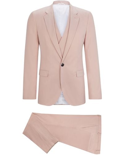 HUGO Extra Slim-Fit Anzug aus leichtem Baumwoll-Mix - Pink
