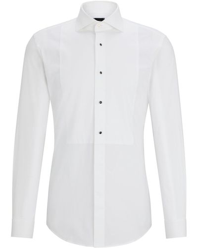 BOSS Slim-fit Overhemd In Gemakkelijk Te Strijken Katoenen Popeline Met Stretch - Wit