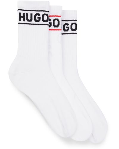 HUGO Set Van Drie Paar Korte Sokken Met Logo - Wit