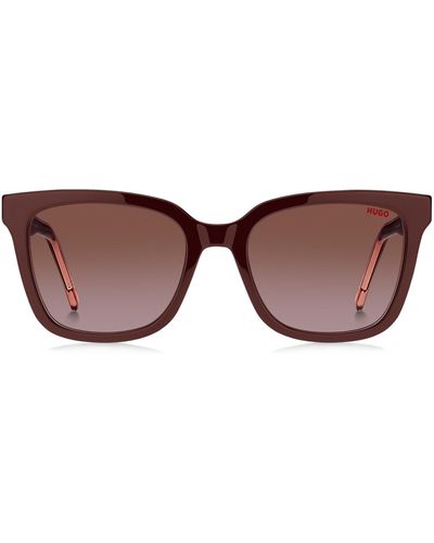 HUGO Sonnenbrille aus rotbraunem Acetat mit Logo-Bügeln