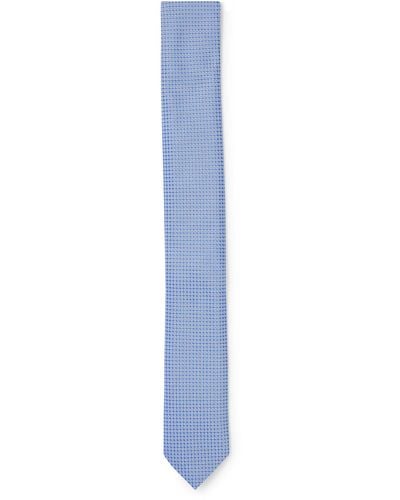 HUGO Silk-jacquard Tie With Square Dot Pattern - Blue