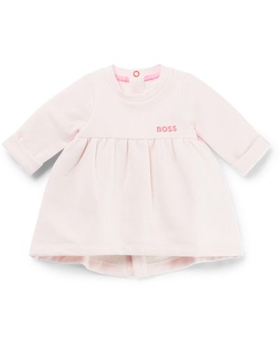 BOSS Baby Dress With Long Sleeves And Embroidered Logo - Pink