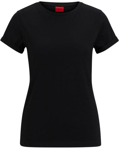 HUGO The Plain Tee T-Shirt aus Baumwoll-Jersey mit Logo-Print Schwarz XS