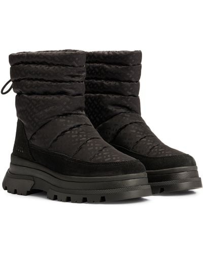 BOSS Quilted Boots With Monogram Detailing - Black