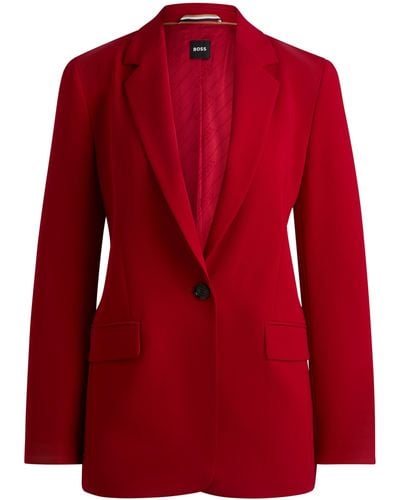 BOSS Regular-Fit Blazer aus knitterfreiem Krepp - Rot