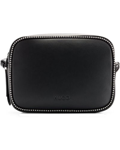 HUGO Faux-leather Crossbody Bag With Logo Details - Black