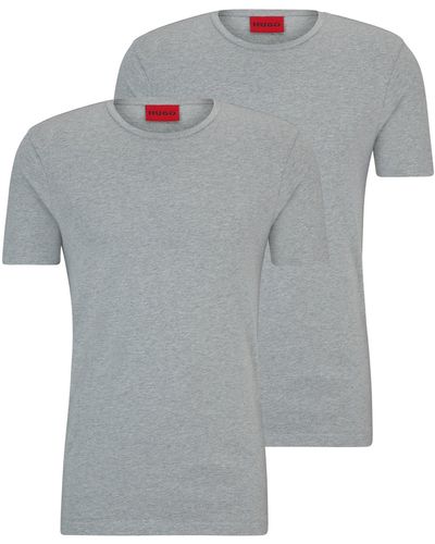 HUGO Two-pack Of Slim-fit T-shirts In Stretch Cotton - Grey