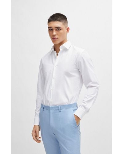 HUGO Slim-fit Shirt In Easy-iron Cotton Poplin - White