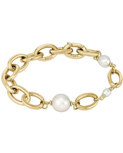 BOSS Gold-tone Chain Bracelet With Freshwater Pearls - Metallic