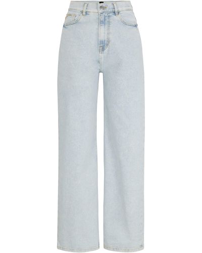 BOSS Jeans aus blauem Stretch-Denim mit weitem Beinverlauf