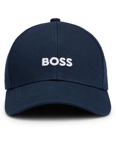 BOSS Cap aus Baumwoll-Twill mit sechs Bahnen und Logo-Stickerei - Blau