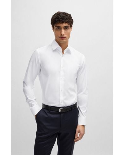 BOSS Slim-fit Shirt In Easy-iron Cotton Poplin - White