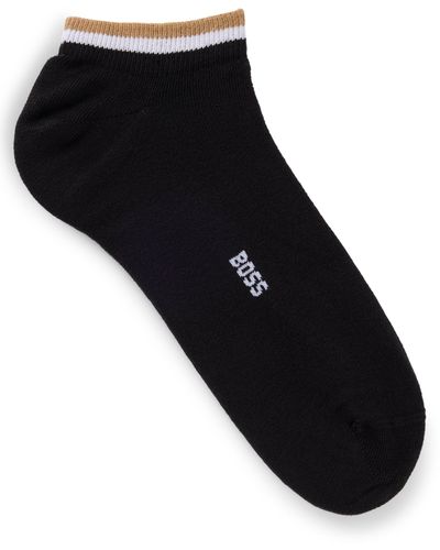 BOSS Zweier-Pack knöchellange Socken mit Signature-Streifen - Schwarz