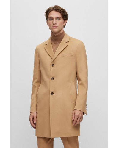 BOSS Slim-fit Coat In Virgin Wool And Cashmere - Natural