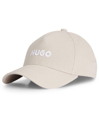 HUGO Cotton-twill Cap With Embroidered Logo And Snap Closure - White