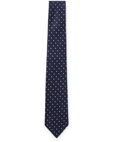 BOSS Silk-jacquard Tie With Dot Motif - Blue