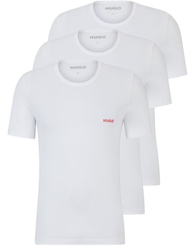 HUGO Drie Katoenen Underwear T-shirts Met Logo's - Wit