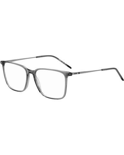 HUGO Optical Frames In Transparent Grey Acetate With Metal Temples