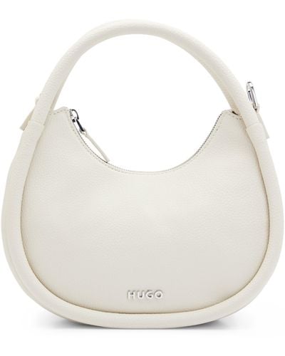 HUGO Faux-leather Crossbody Bag With Logo Lettering - White