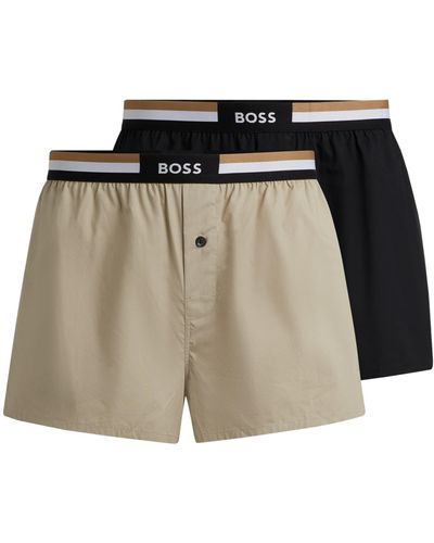 BOSS Zweier-Pack Pyjama-Shorts aus Baumwolle mit Signature-Bund - Grün