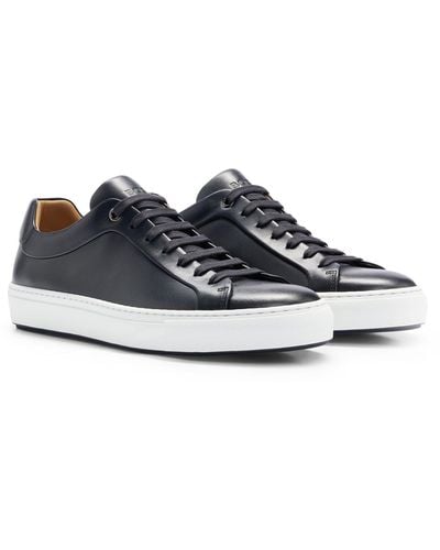 BOSS by HUGO BOSS Mirage Tennis-style Leather Sneakers With Tonal Branding - Black