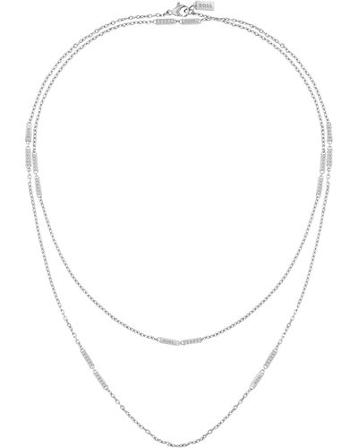 BOSS Halskette mit Logo- und Kristall-Details - Weiß