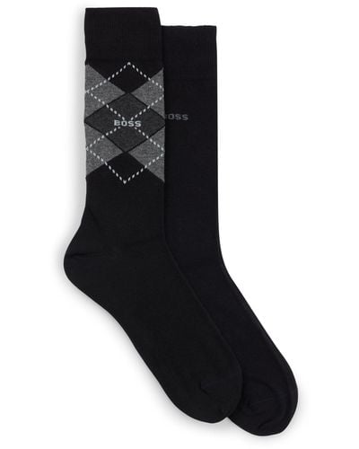 BOSS Two-pack Of Regular-length Socks In A Cotton Blend - Black