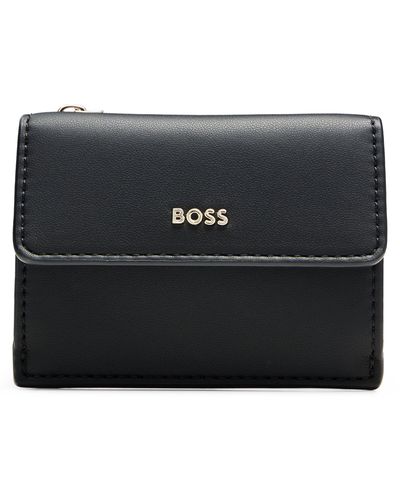 BOSS Faux-leather Card Holder With Zipped Coin Pocket - Black