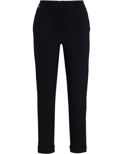 BOSS Slim-Fit Hose aus funktionalem Stretch-Jersey in Cropped-Länge - Schwarz