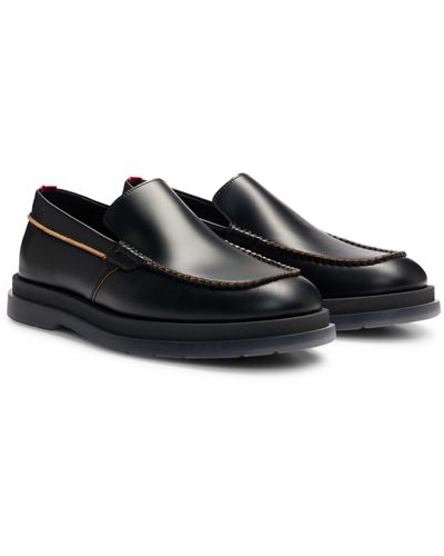 HUGO Loafers aus Leder mit transparenter Gummisohle - Schwarz