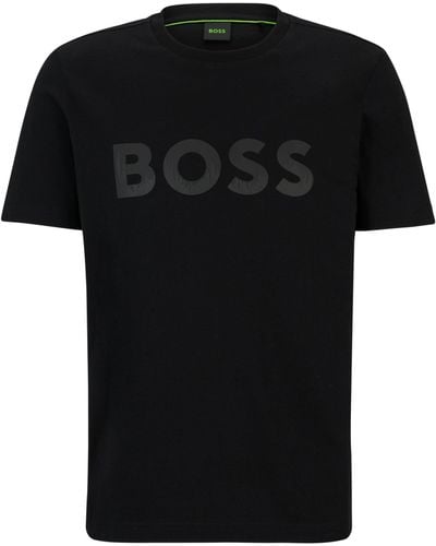 BOSS T-shirt Van Katoenjersey Met Decoratief Reflecterend Hologramlogo - Zwart
