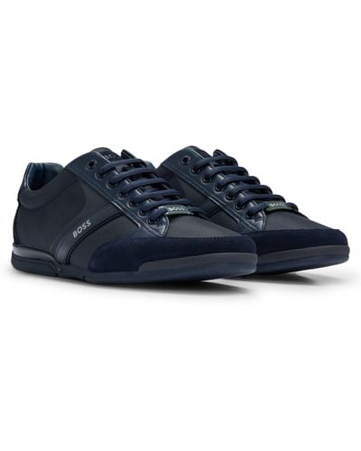 BOSS Saturn Mx Faux Leather Sneakers - Blue