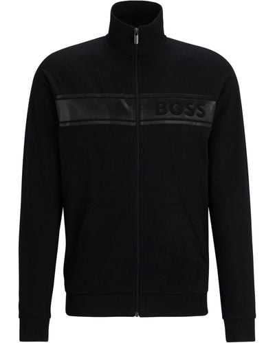 BOSS by HUGO BOSS Sweatjacke Authentic Jacket Z mit hohem Stehkragen - Schwarz
