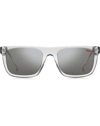 HUGO Sonnenbrille aus transparentem Acetat mit mehrlagigen, schwarzen Bügeln - Grau