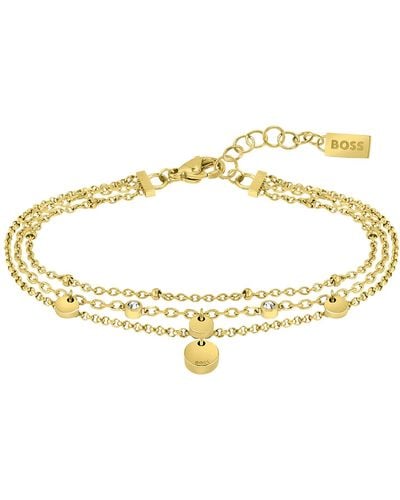 BOSS Multi-strand Bracelet With Medallions And Crystals - Metallic