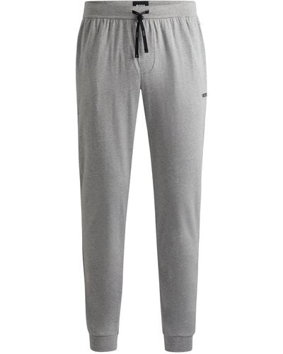 BOSS Jogginghose aus Stretch-Baumwolle mit Logo-Detail - Grau
