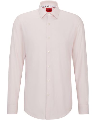 HUGO Slim-fit Overhemd Van Gemakkelijk Te Strijken Oxfordkatoen - Wit