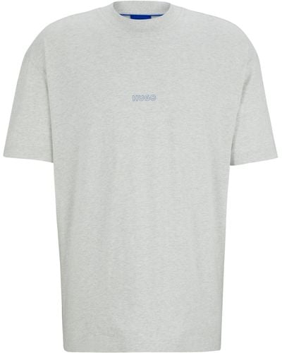 HUGO T-Shirt aus Baumwoll-Jersey mit Outline-Logos - Weiß