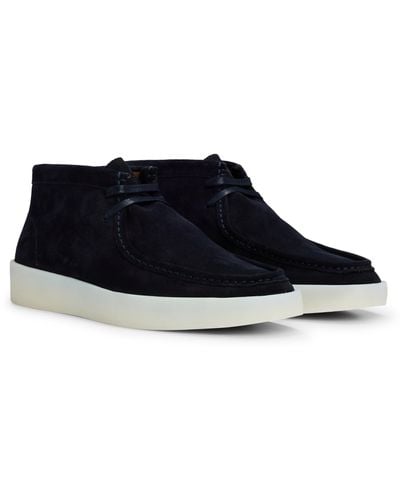 BOSS Suede Desert Boots With Rubber Sole - Black