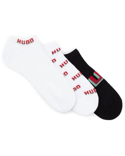 HUGO Dreier-Pack Sneakers-Socken aus Baumwoll-Mix mit Logos - Mehrfarbig