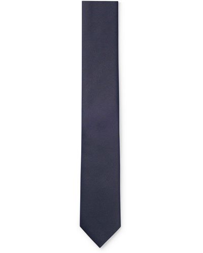 HUGO Cravate en twill de pure soie - Bleu