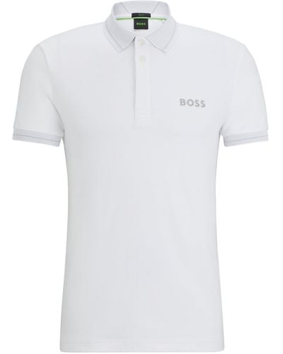 BOSS Slim-Fit Poloshirt aus Interlock-Baumwolle mit Mesh-Logo - Weiß