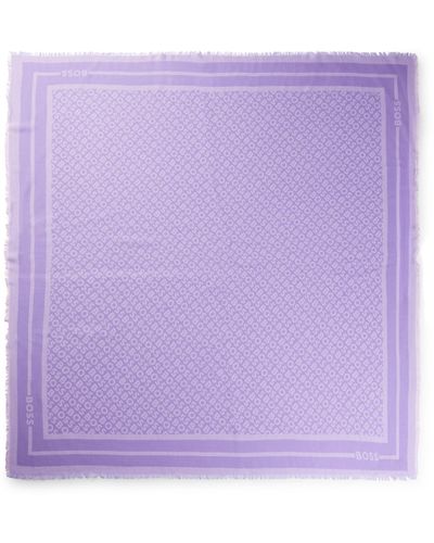 BOSS Foulard en modal et soie à logo imprimé - Violet