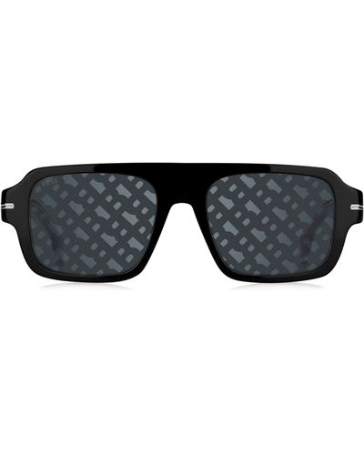 BOSS by HUGO BOSS Schwarze Sonnenbrille aus Acetat mit Monogramm-Muster auf den Gläsern