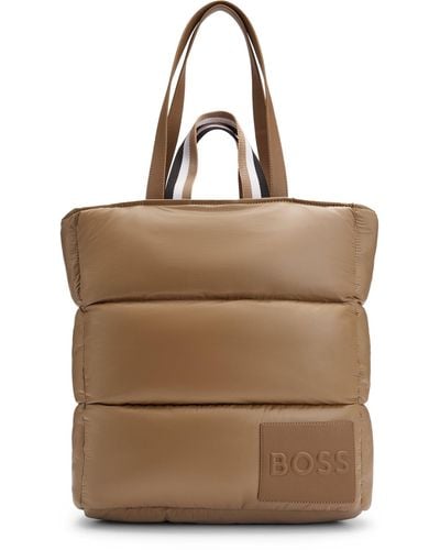 BOSS Padded Tote Bag With Emed-logo Patch - Natural