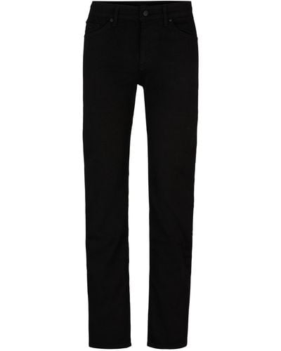 BOSS Schwarze Regular-Fit Jeans aus italienischem Denim