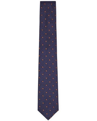 BOSS Corbata de jacquard de seda con estampado de lunares - Azul