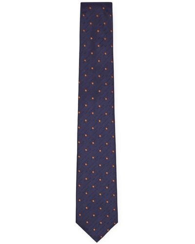 BOSS Silk-jacquard Tie With Dot Motif - Blue